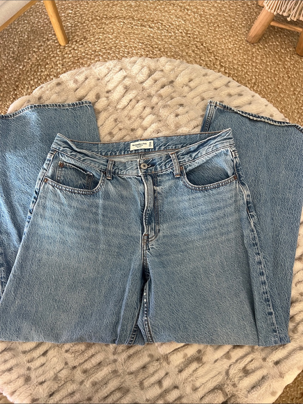 Abercrombie & Fitch Light Blue Straight-Leg Jeans the ultra loose low rise